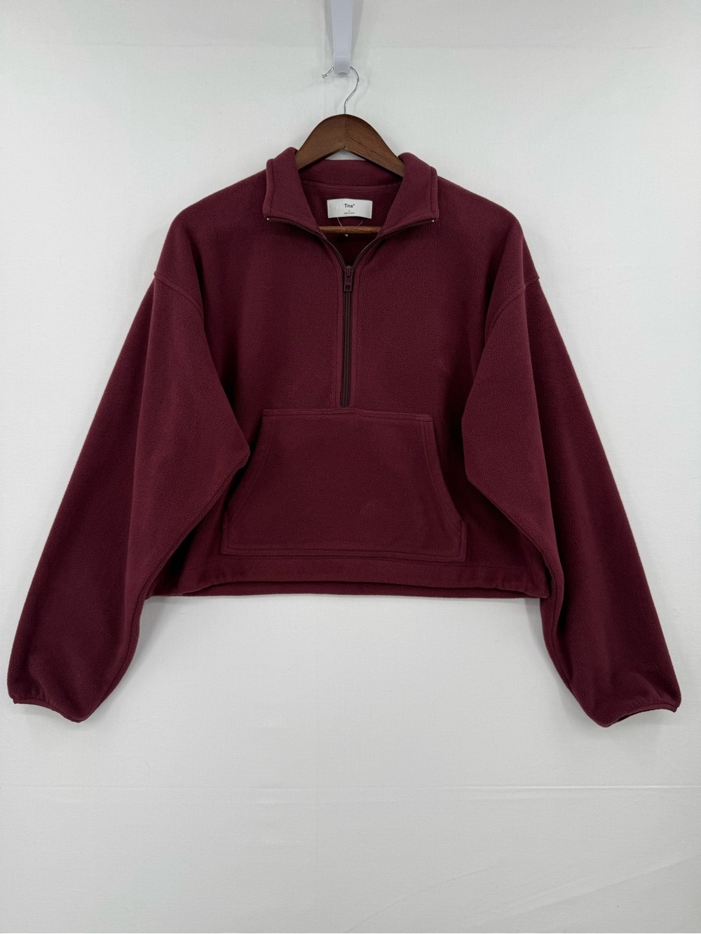 TNA Burgundy Fleece 1/2 Zip Pullover Sweatshirt Women’s Large Oversized